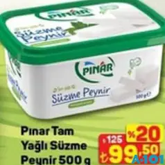PINAR TAM YAĞLI SÜZME PEYNİR 500 G